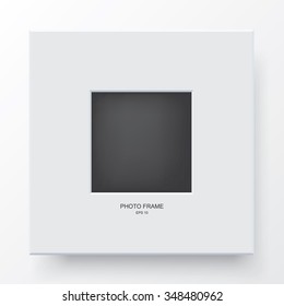 White modern frame on the wall. Vector illustration.
