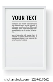 White modern frame, vertical mockup. Place for text, photo, gift or others. Vector illustration.