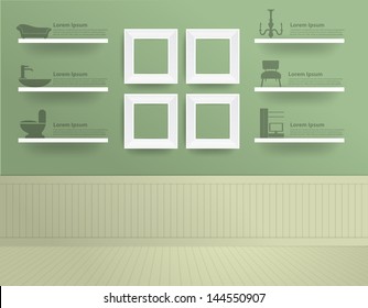 White modern frames on the wall, Vector illustration template design