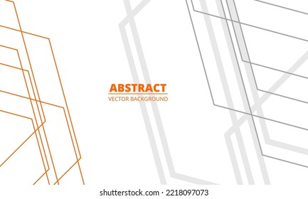 White modern geometric abstract background with gray and orange lines and outlines. Vector illustration