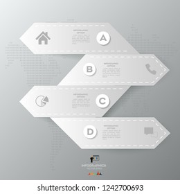 White Modern infographic arrows. Vector design template of 4 options, steps, parts.