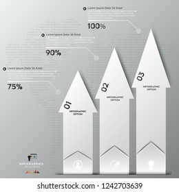 White Modern infographic arrows. Vector design template of 3 options, steps, parts.