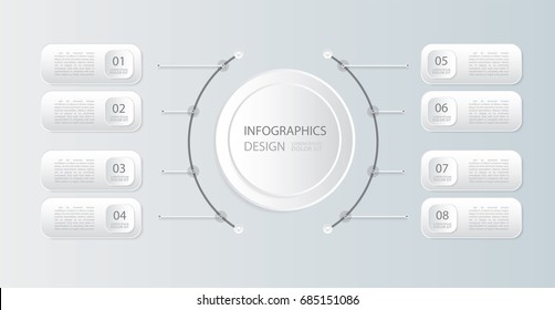 White Modern Infographics vector design with business icon.Vector timeline infographic template.