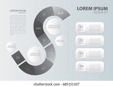White Modern Infographics vector design with business icon.Vector timeline infographic template.