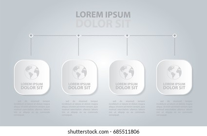 White Modern Infographics vector design with business icon.Vector timeline infographic template.