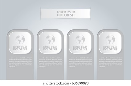 White Modern Infographics vector design with business icon.Vector timeline infographic template.