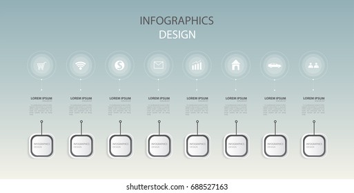 White Modern Infographics vector design.Vector timeline infographic template.