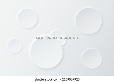 White modern neomorphism abstract background. Gradient background with neomorphism circles.