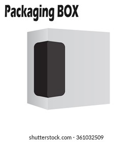 White Modern Product Package Box with Black Window For Your Idea. Vector EPS 10