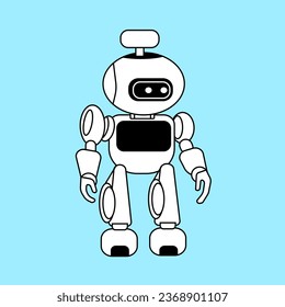 white modern robot mascot character Vector Icon