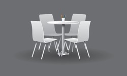 Белый Современный круглый стол со стульями. Векторная иллюстрация.