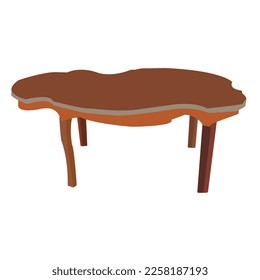 Mesa redonda blanca moderna con sillas. Ilustración vectorial.Acogedor diseño interior de cocina con mobiliario, ventana con cortinas y vistas al verano. Mesa de comedor en cocina con sillas, tazas y tetera, plato 