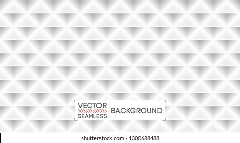  White modern seamless background pattern.  Light geometric triangles wallpaper backdrop.  Vector. Business banner, poster, template. 
