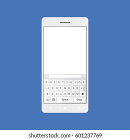 White modern smartphone with keyboard and large display. Flat vector illustration EPS 10