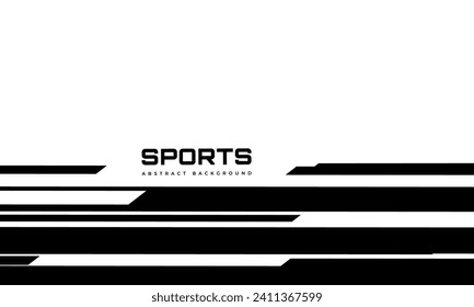 White modern sports background design with horizontal black lines. Vector abstract illustration sports banner.