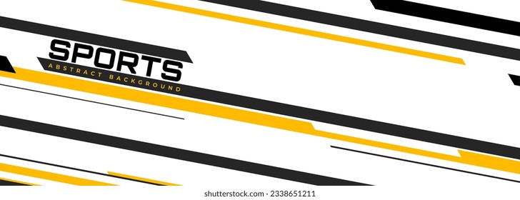 White modern sports banner design with diagonal yellow and black lines. Abstract sports background. Vector illustration