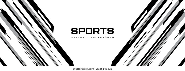 White modern sports banner design with diagonal black and grey lines. Vector abstract illustration sports background.