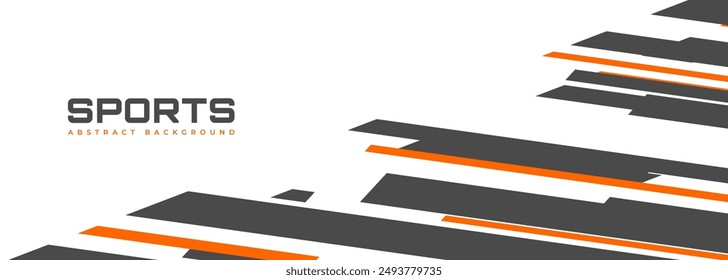 White modern sports banner design with diagonal black and orange lines. Vector abstract illustration sports background.