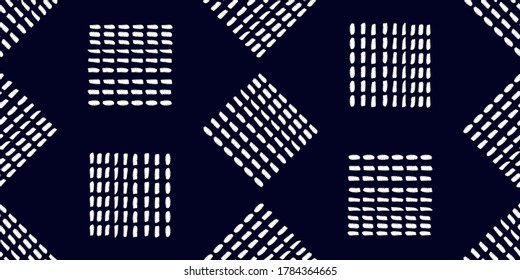 White modern stripes on blue background, seamless pattern hand drawn surface design for home.