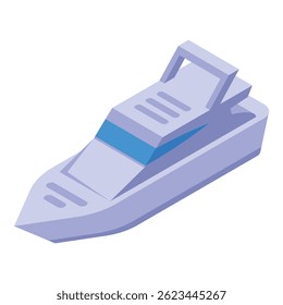 White modern yacht sailing on water surface, side view, in isometric view