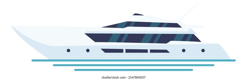 White modern yacht ship. Marine travel icon