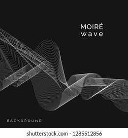 White moire wave on black background