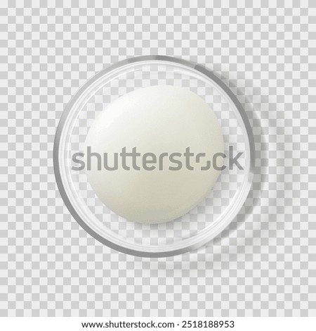 White moisturizer cream round drop on petri dish isolated realistic vector illustration. Concept cosmetic laboratory tests and research