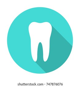 White molar tooth poster template. Graphic design element for dentist advertisement, tooth paste poster, dental clinic flyer. Realistic drawing of human tooth. Vector illustration.