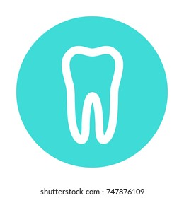 White molar tooth poster template. Graphic design element for dentist advertisement, tooth paste poster, dental clinic flyer. Realistic drawing of human tooth. Vector illustration.