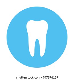 White molar tooth poster template. Graphic design element for dentist advertisement, tooth paste poster, dental clinic flyer. Realistic drawing of human tooth. Vector illustration.