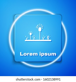 White Mold icon isolated on blue background. Blue square button. Vector Illustration