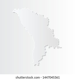 White Moldova map-countries. Vector paper map of Moldova on a gray background. Vector illustration.