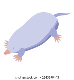 White mole icon isometric vector. Cute animal. Forest soil