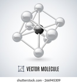 White molecular structure isolated on a gray background