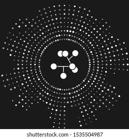White Molecule icon isolated on grey background. Structure of molecules in chemistry, science teachers innovative educational poster. Abstract circle random dots. Vector Illustration
