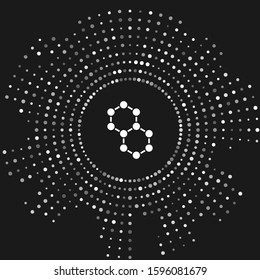 White Molecule icon isolated on grey background. Structure of molecules in chemistry, science teachers innovative educational poster. Abstract circle random dots. Vector Illustration