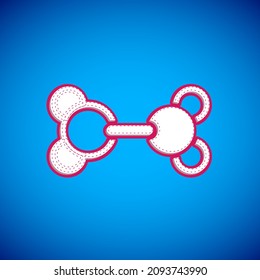 White Molecule icon isolated on blue background. Structure of molecules in chemistry, science teachers innovative educational poster.  Vector