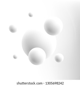 White molecule isolated on light grey background. 3D concept illustration. Vector template. - Vector 