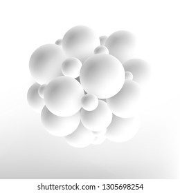 White molecule isolated on light grey background. 3D concept illustration. Vector template. - Vector 