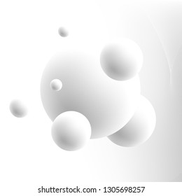 White molecule isolated on light grey background. 3D concept illustration. Vector template. - Vector 