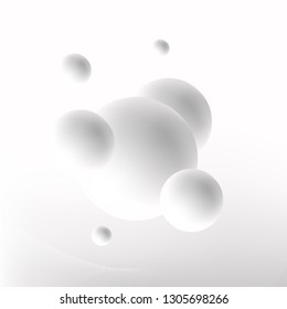 White molecule isolated on light grey background. 3D concept illustration. Vector template. - Vector 