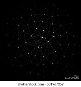 White molecule on black background. Graphic composition for your design. Vector illustration