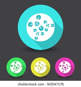 White Molecules icon in different colors set