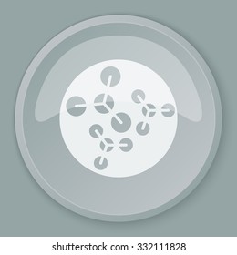 White Molecules icon on grey web button