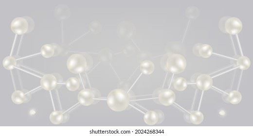 Moléculas blancas, fondo de concepto científico con espacio de copia, vector de ilustración.	