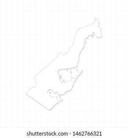 White Monaco map and grid vector. Thin gray outline on white background. EPS10.