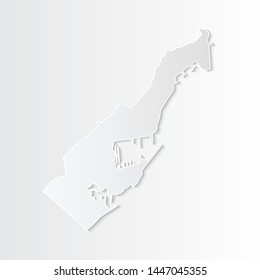White Monaco map-countries. Vector paper map of Monaco on a gray background. Vector illustration.