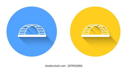 White Monkey bar icon isolated with long shadow background. Circle button. Vector