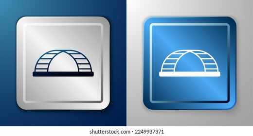 White Monkey bar icon isolated on blue and grey background. Silver and blue square button. Vector