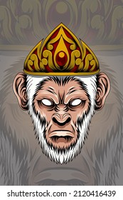 White monkey with crown vector illustration